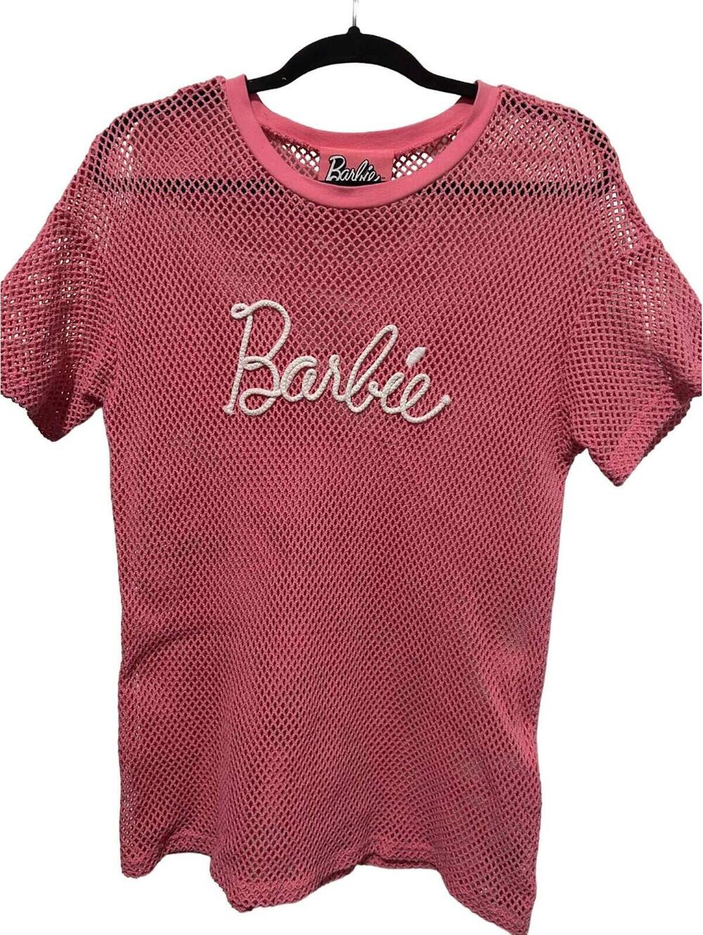 Forever 21 Mesh Pink Barbie Top Fits Like A Large Short Sleeve